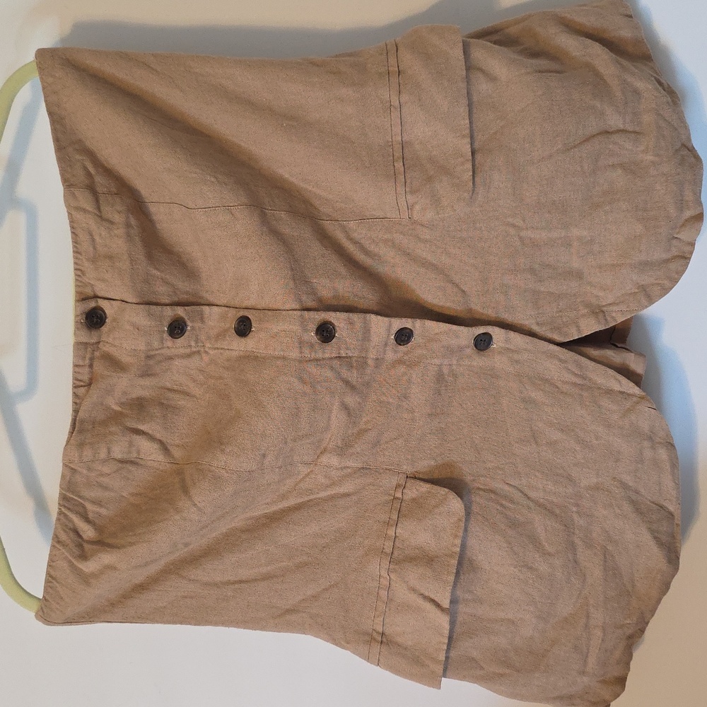 Universal Thread Beige Button-Up Strapless Top Size XL Linen Blend